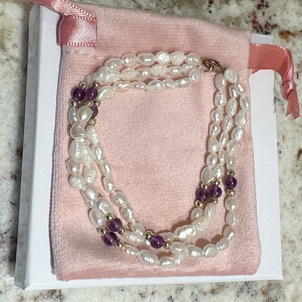 Vintage Freshwater Pearl & Amethyst Bracelet